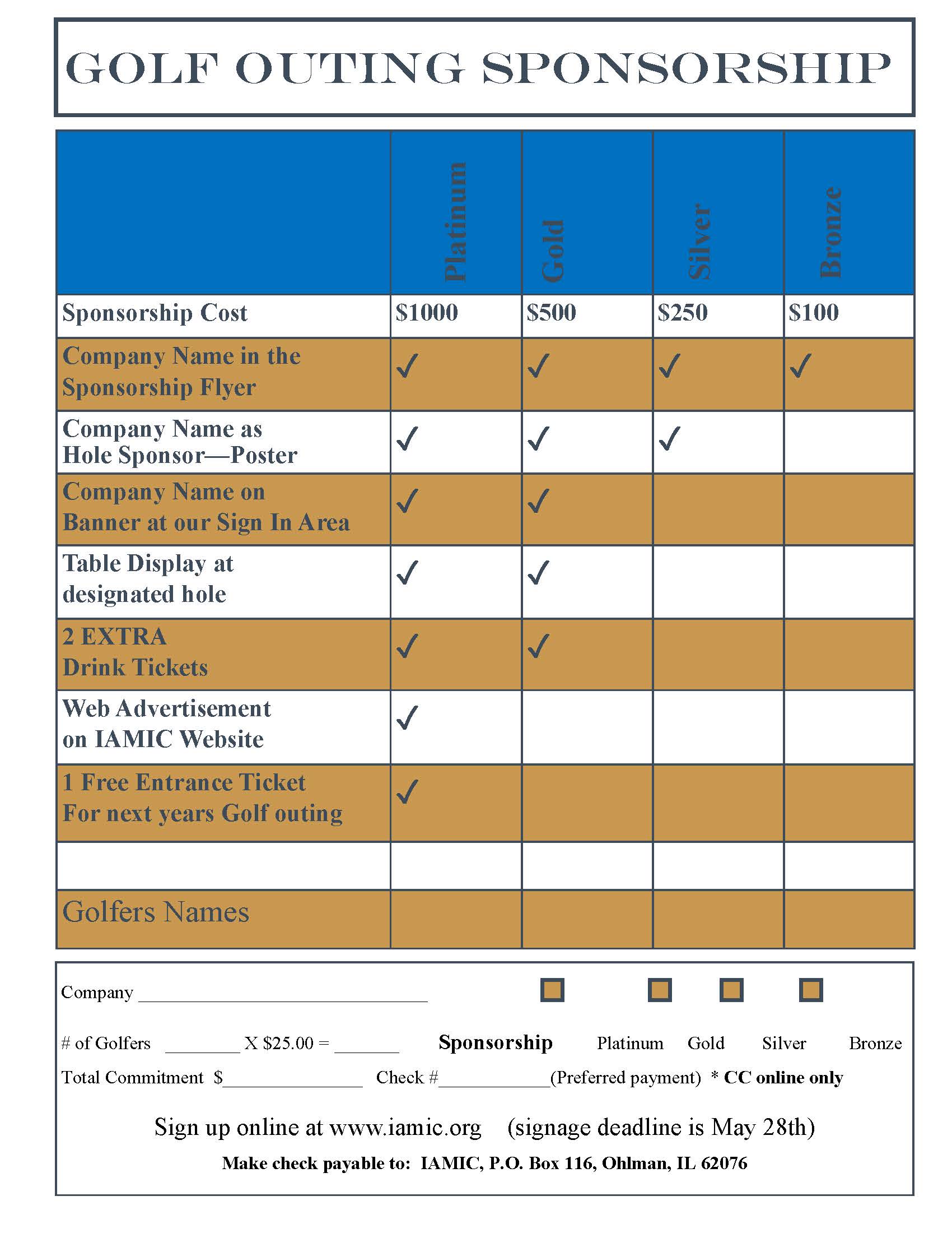 Golf sponsorship Page