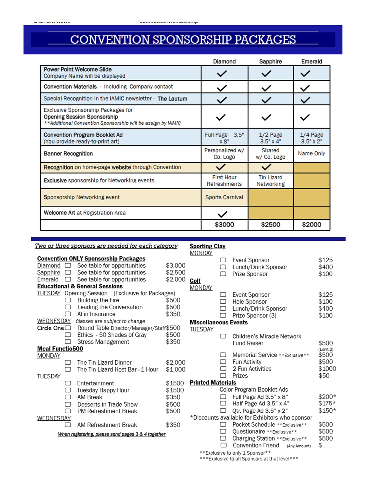 2026 Convention Sponsorship Details