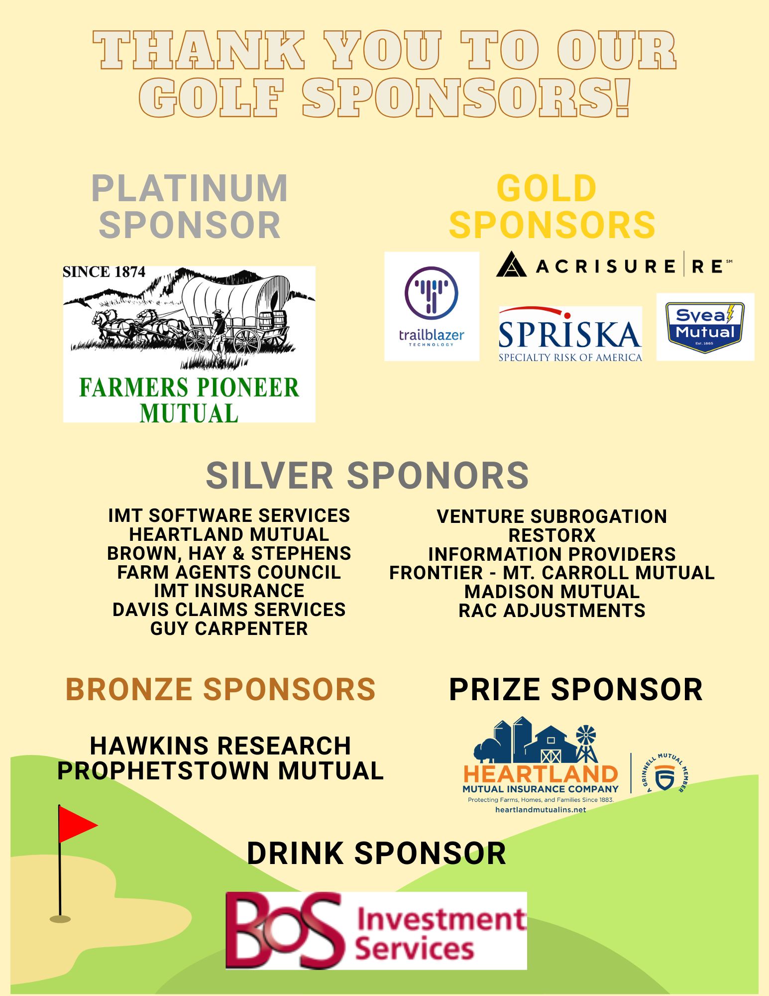 Joe Reid Golf Sponsors